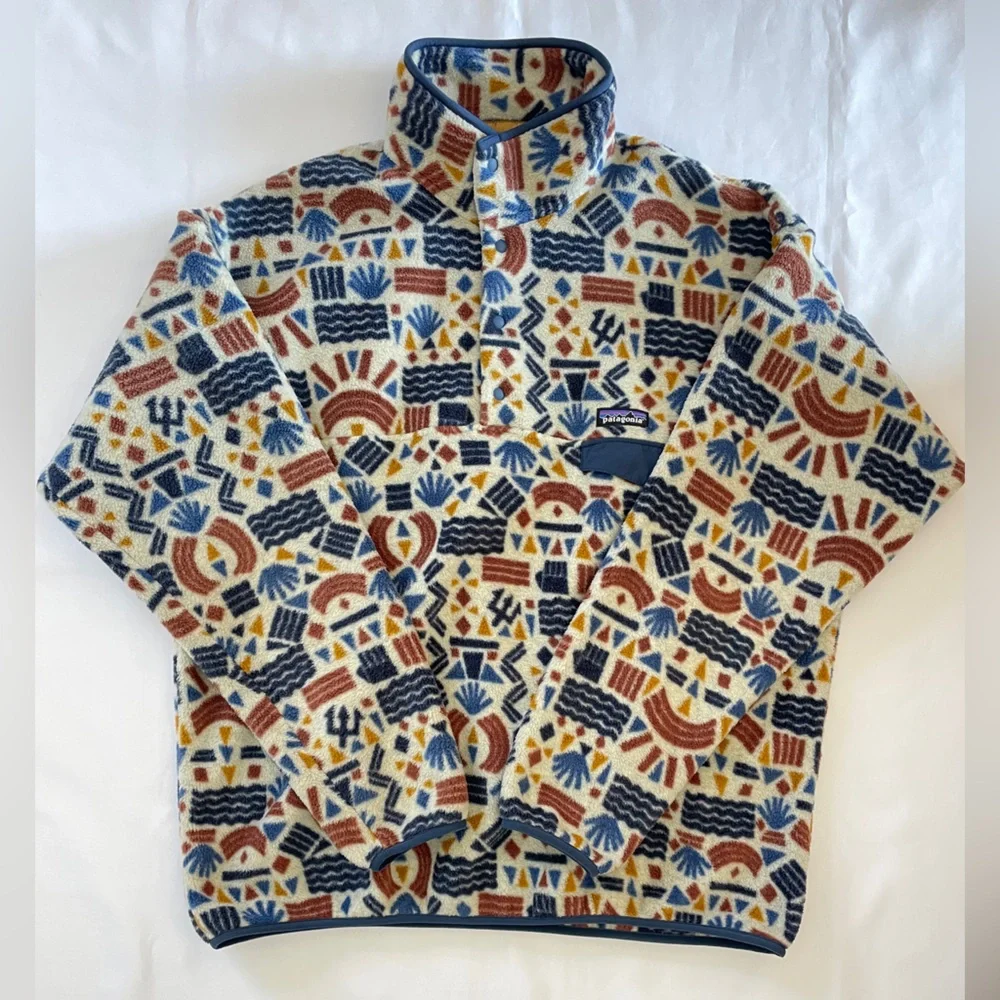 Patagonia Synchilla Snap-T Pullover Men's XL Protected Peaks Multi Big Oatmeal - Picture 1 of 12